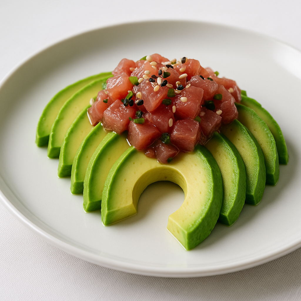 Sliced Avocado with Tuna